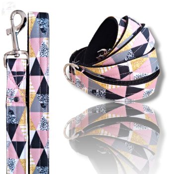 Rózsaszín geometriai mintás póráz