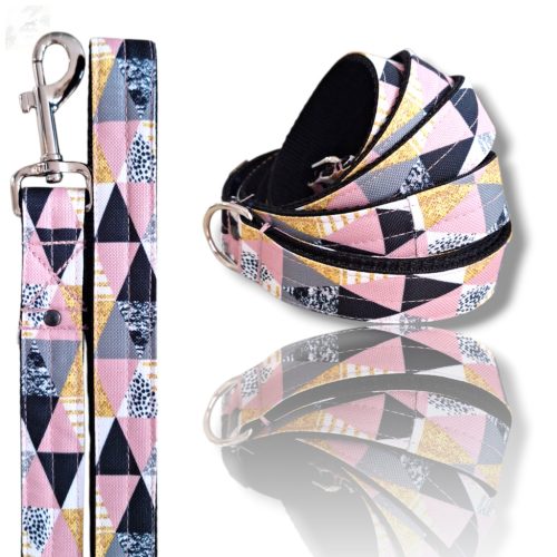 Rózsaszín geometriai mintás póráz